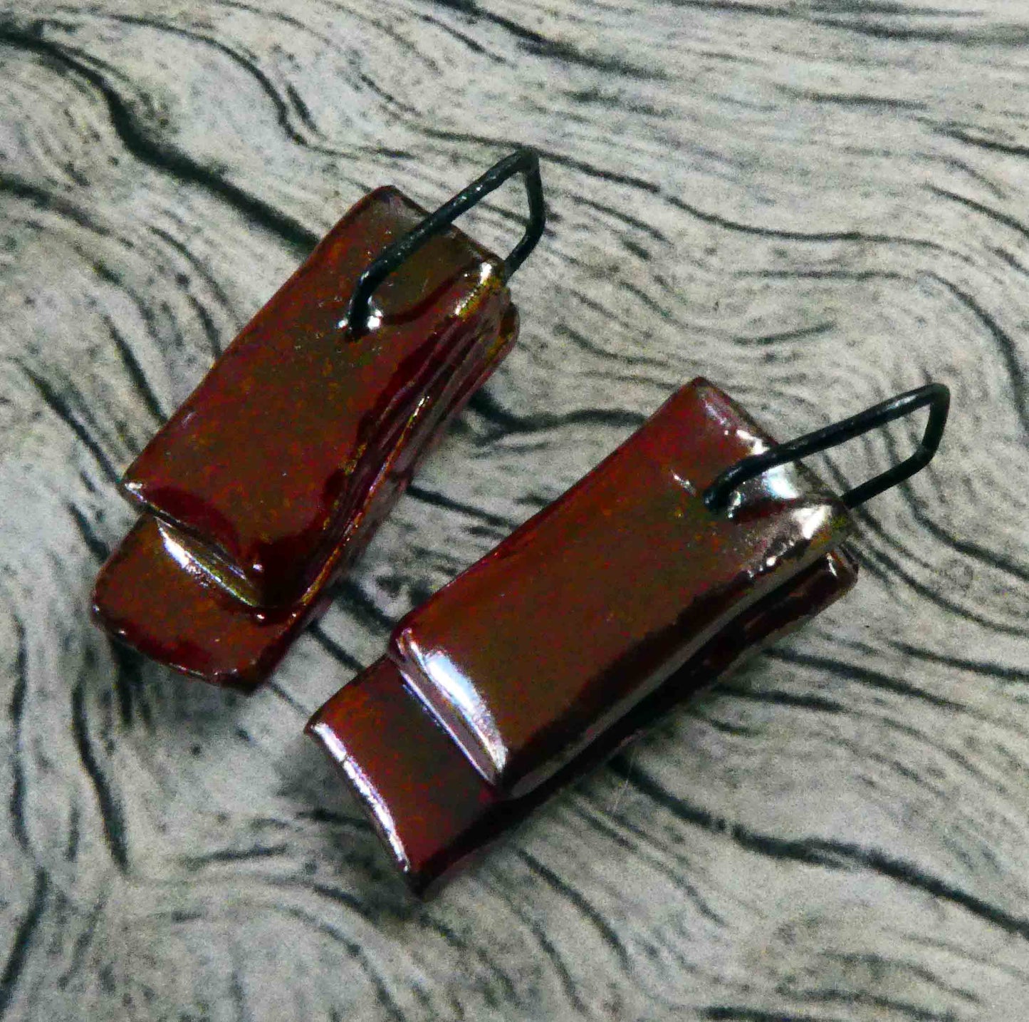 Ceramic Tablet Stack Earring Charms -Rose Gold