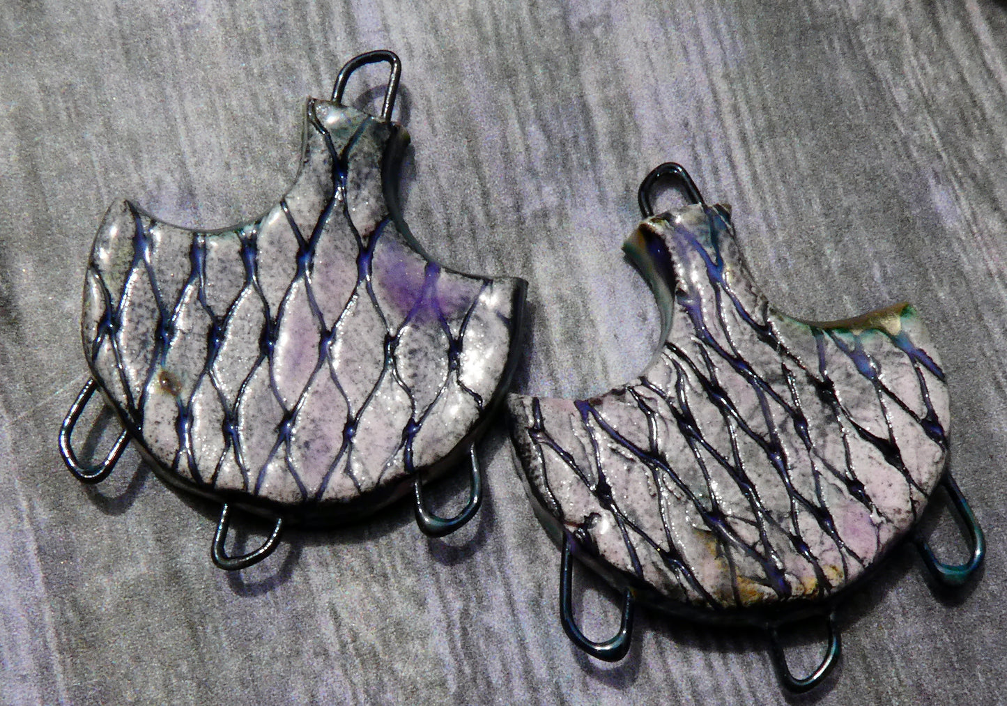 Ceramic Net Pattern Chandelier Earring Connectors - Orchid