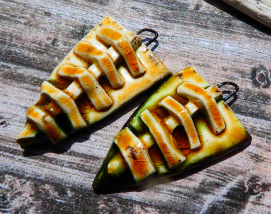 Ceramic Spine Spearhead Earring Charms -Cognac