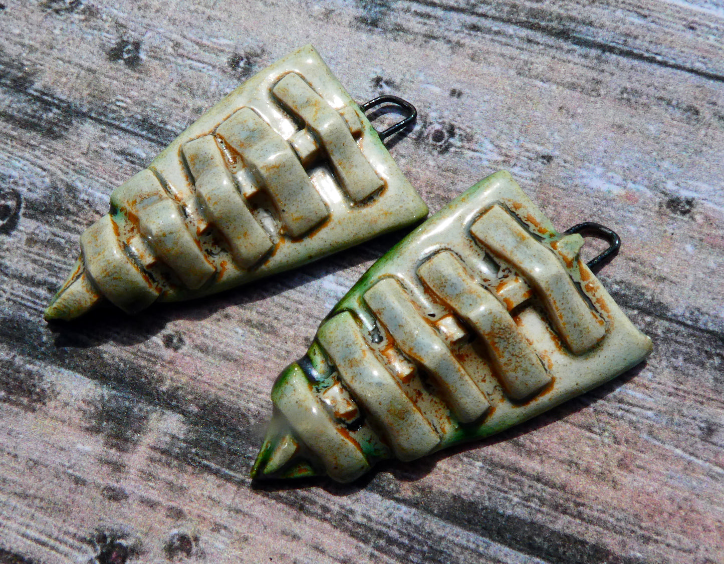Ceramic Spine Spearhead Earring Charms -Stone