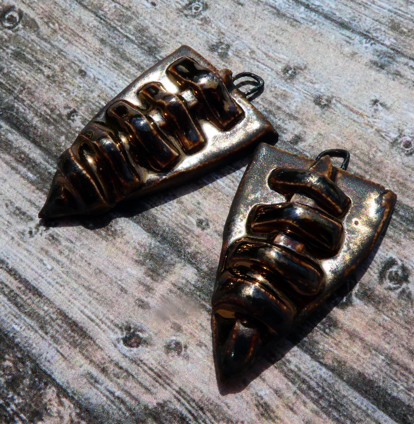 Ceramic Spine Spearhead Earring Charms -Glossy Gold