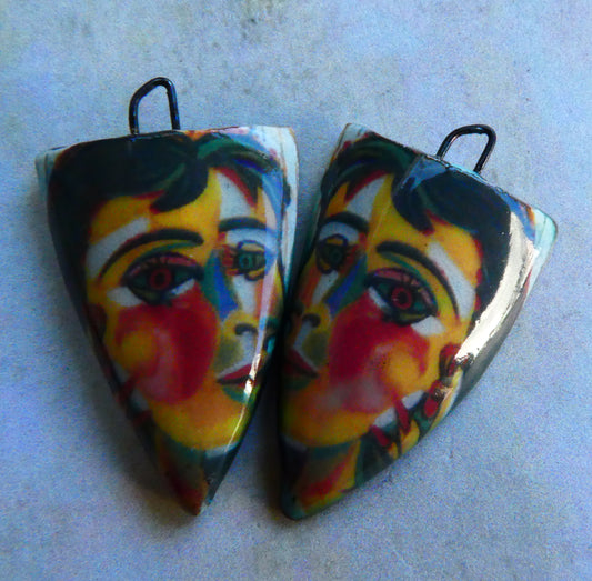 Ceramic Picasso Shield Earring Charms #2