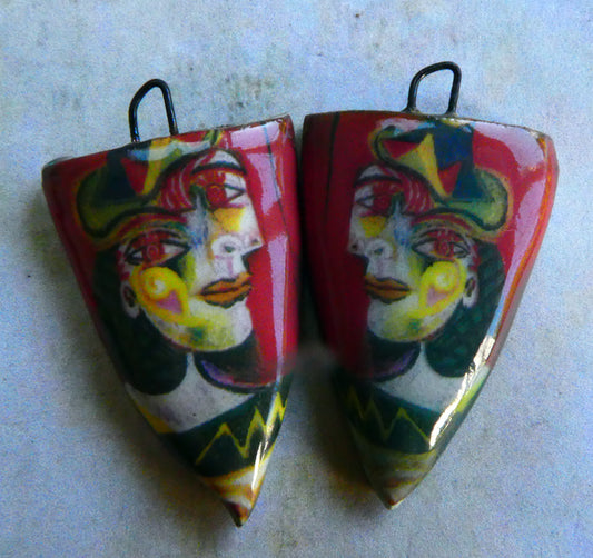 Ceramic Picasso Shield Earring Charms #3