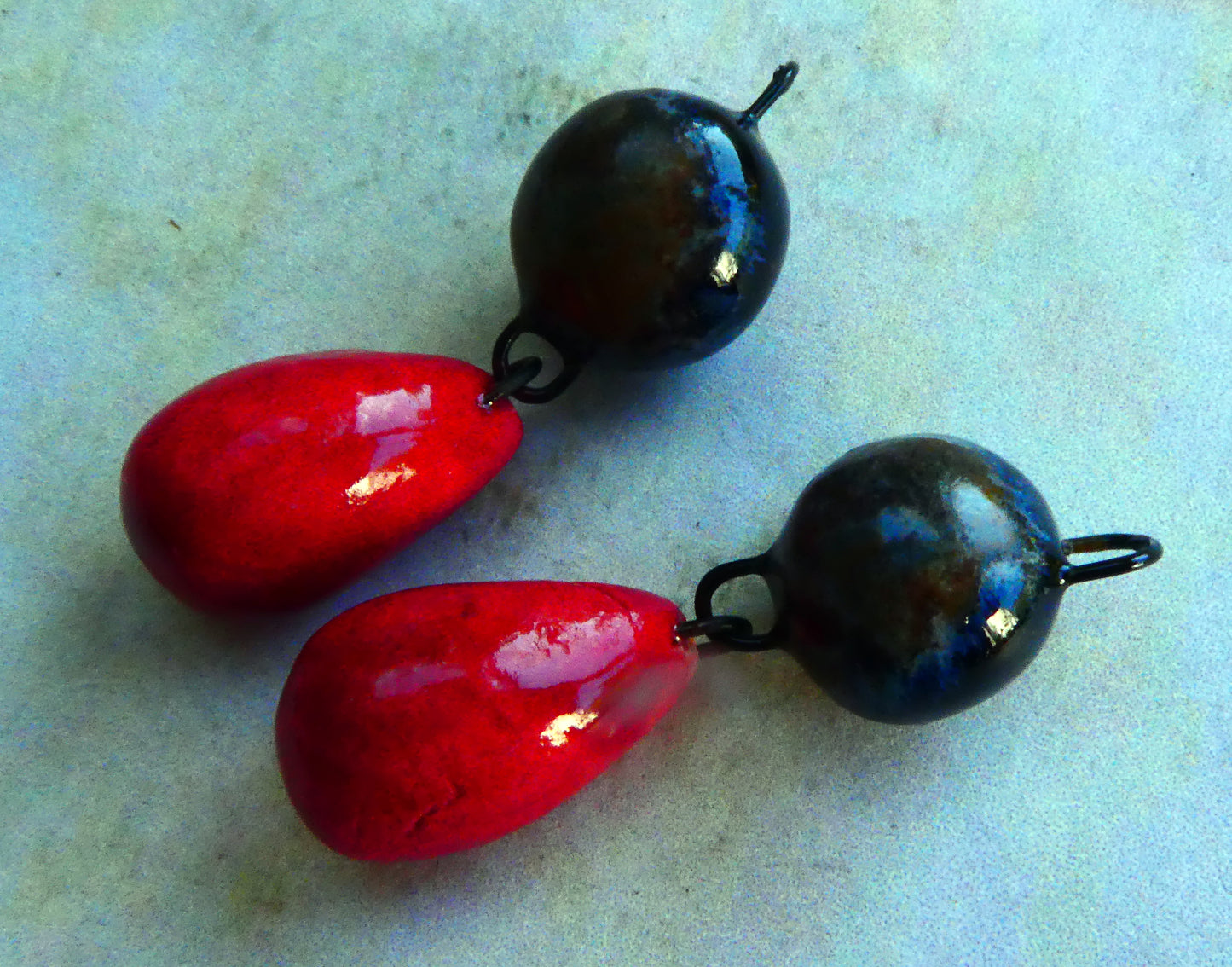 Ceramic Bobble and Droplet Dangles - Eternal Galaxy and Red