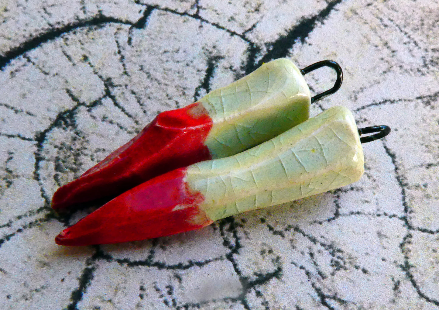 Ceramic Bloody Carved Shards Earring Charms