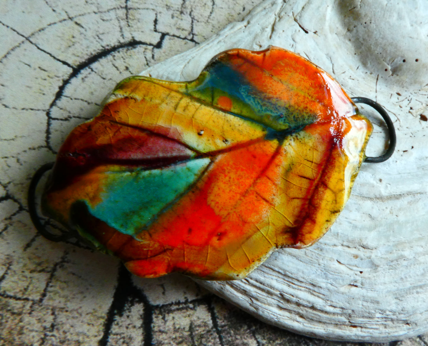 Ceramic Oak Leaf Bracelet Focal - Autumn #1