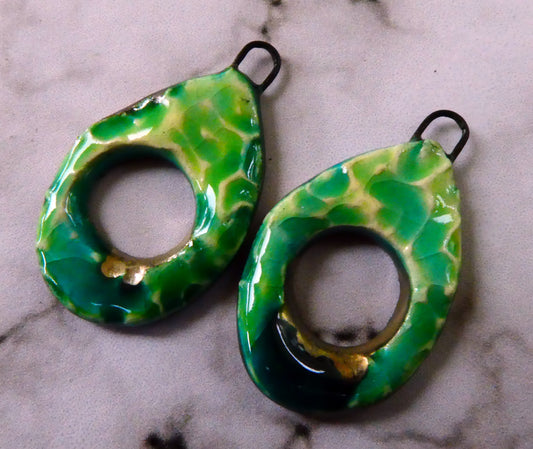 Ceramic Textured Hoop Earring Charms - Lime