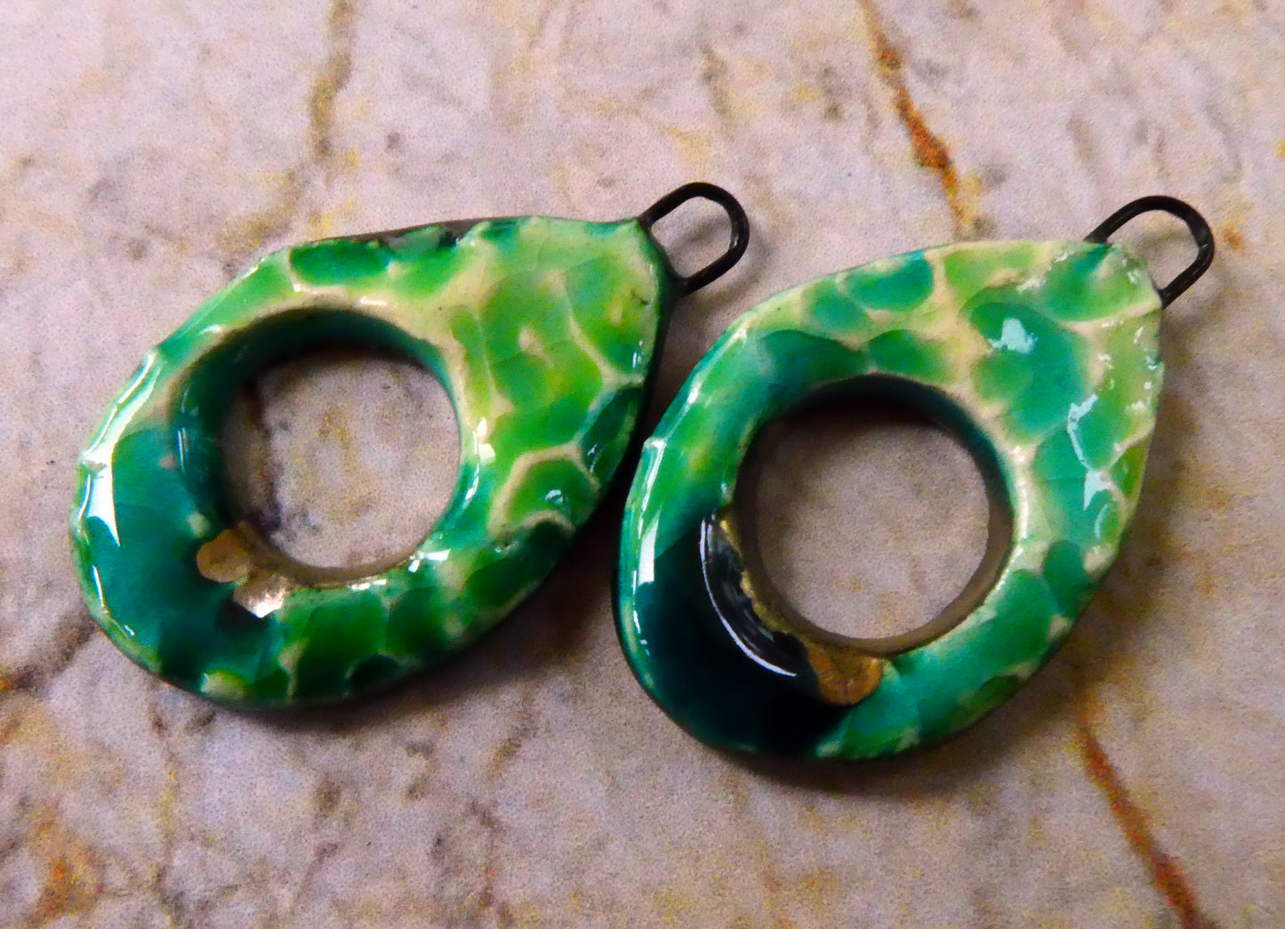 Ceramic Textured Hoop Earring Charms - Lime