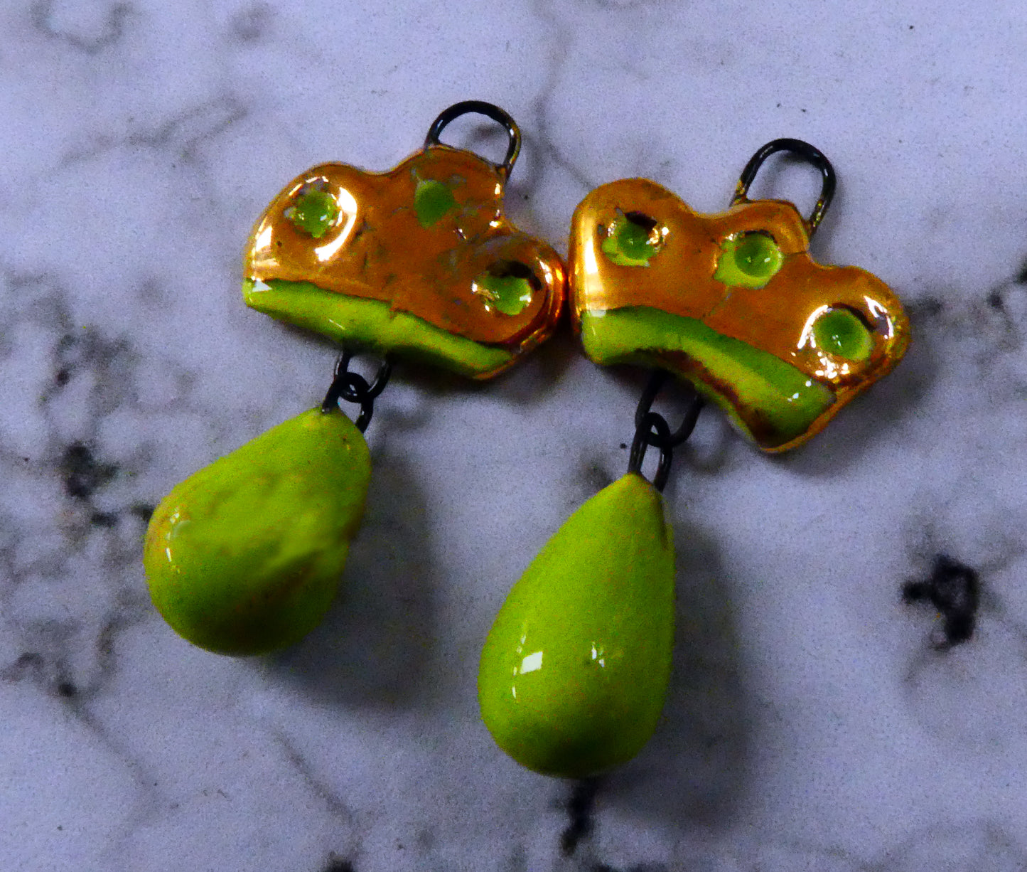 Ceramic Crown Earring Charms -Neon Green