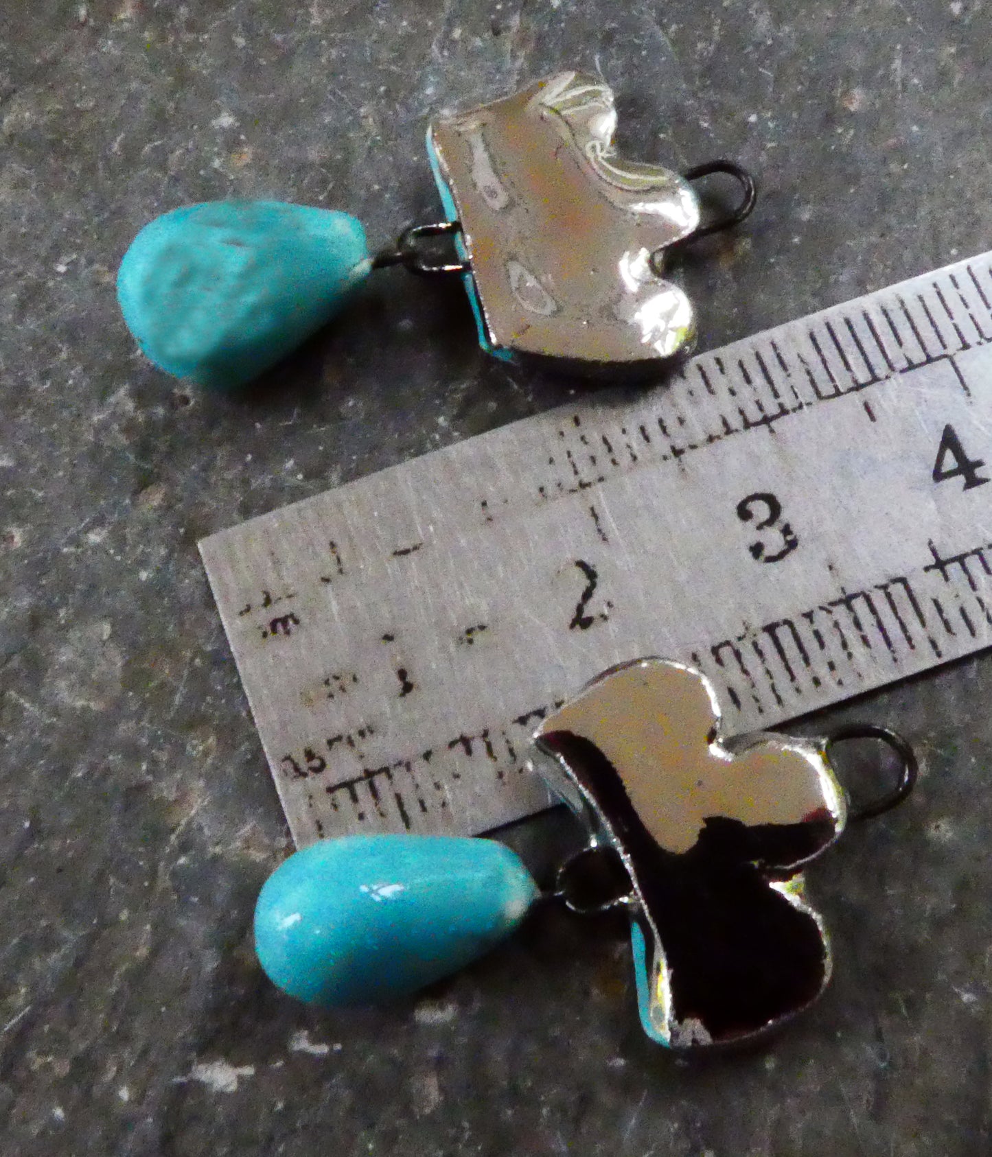 Ceramic Crown Earring Charms -Papago Turquoise