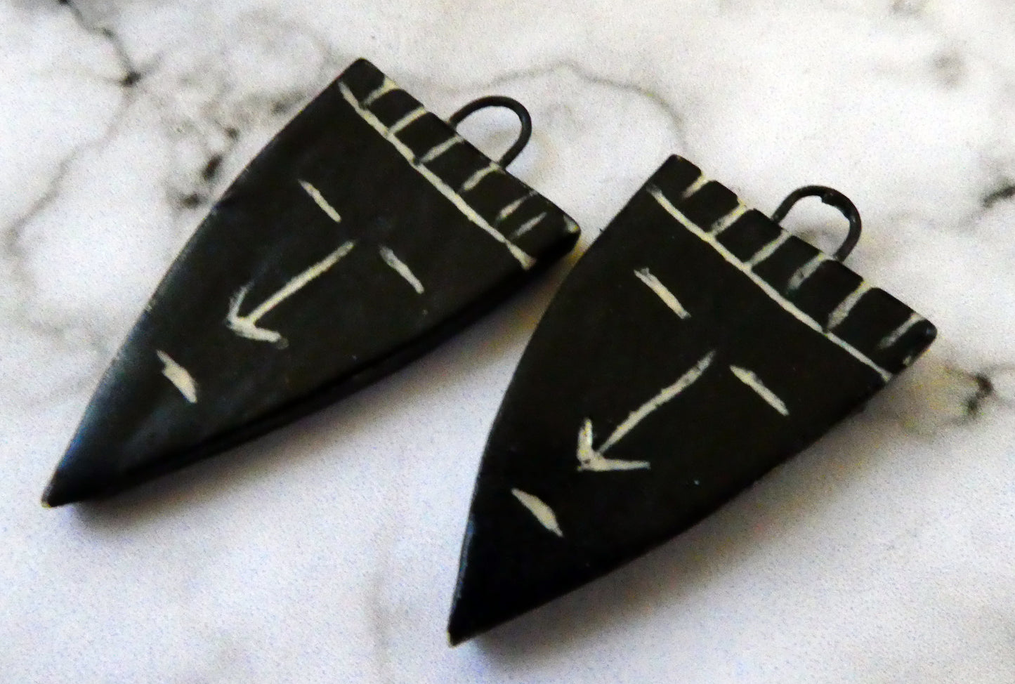 Ceramic Sgraffito Spear Earring Charms #3