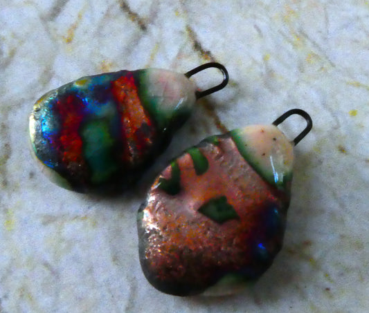 Ceramic Glazed Scorchy Drops Earring Charms - Orchid