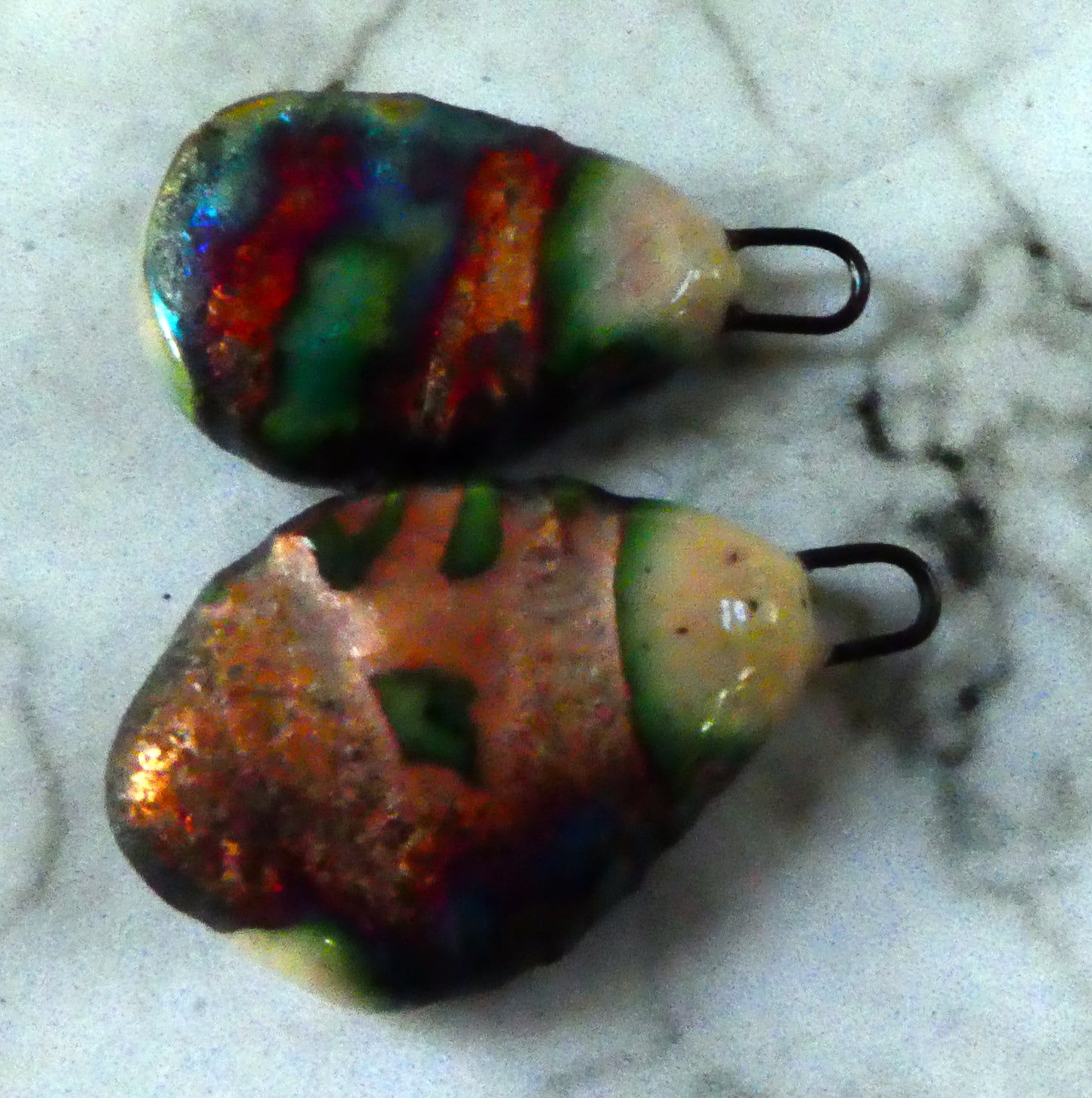 Ceramic Glazed Scorchy Drops Earring Charms - Orchid