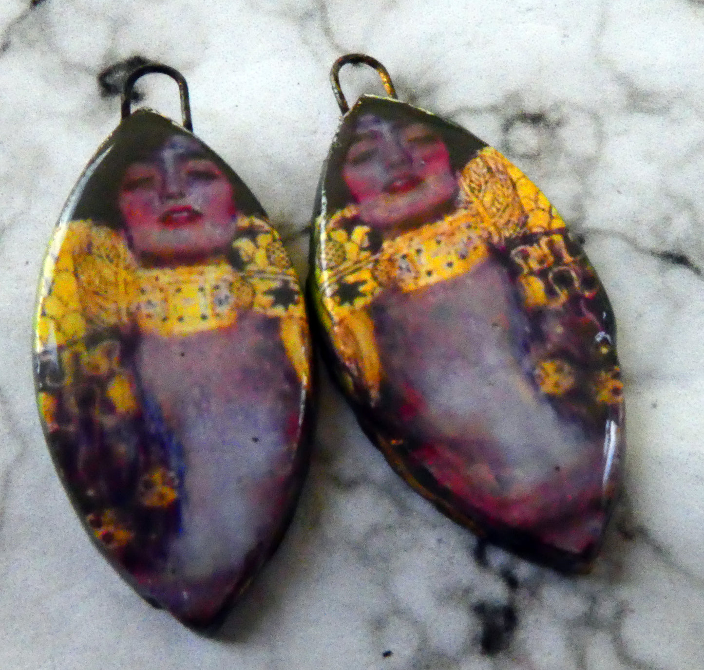 Ceramic Decal Klimt Earring Charms#5