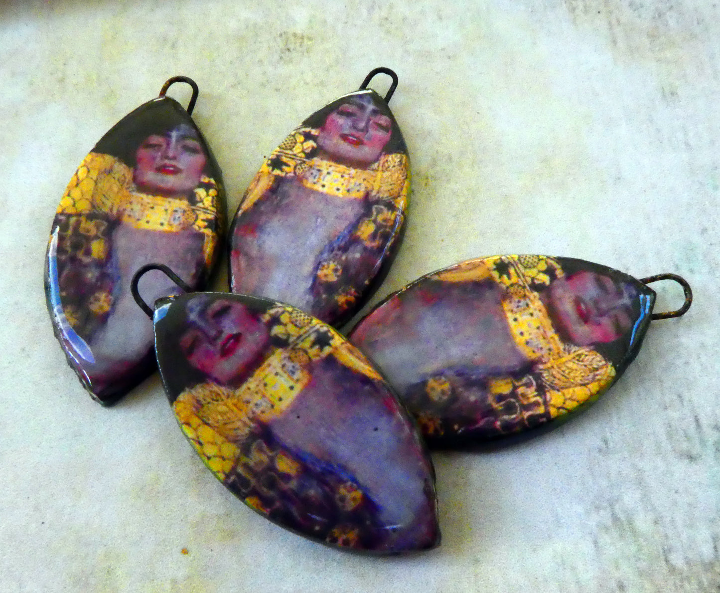 Ceramic Decal Klimt Earring Charms#5