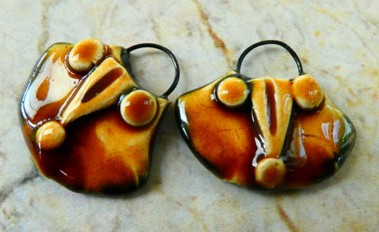 Ceramic Wedge Earring Charms - Cognac