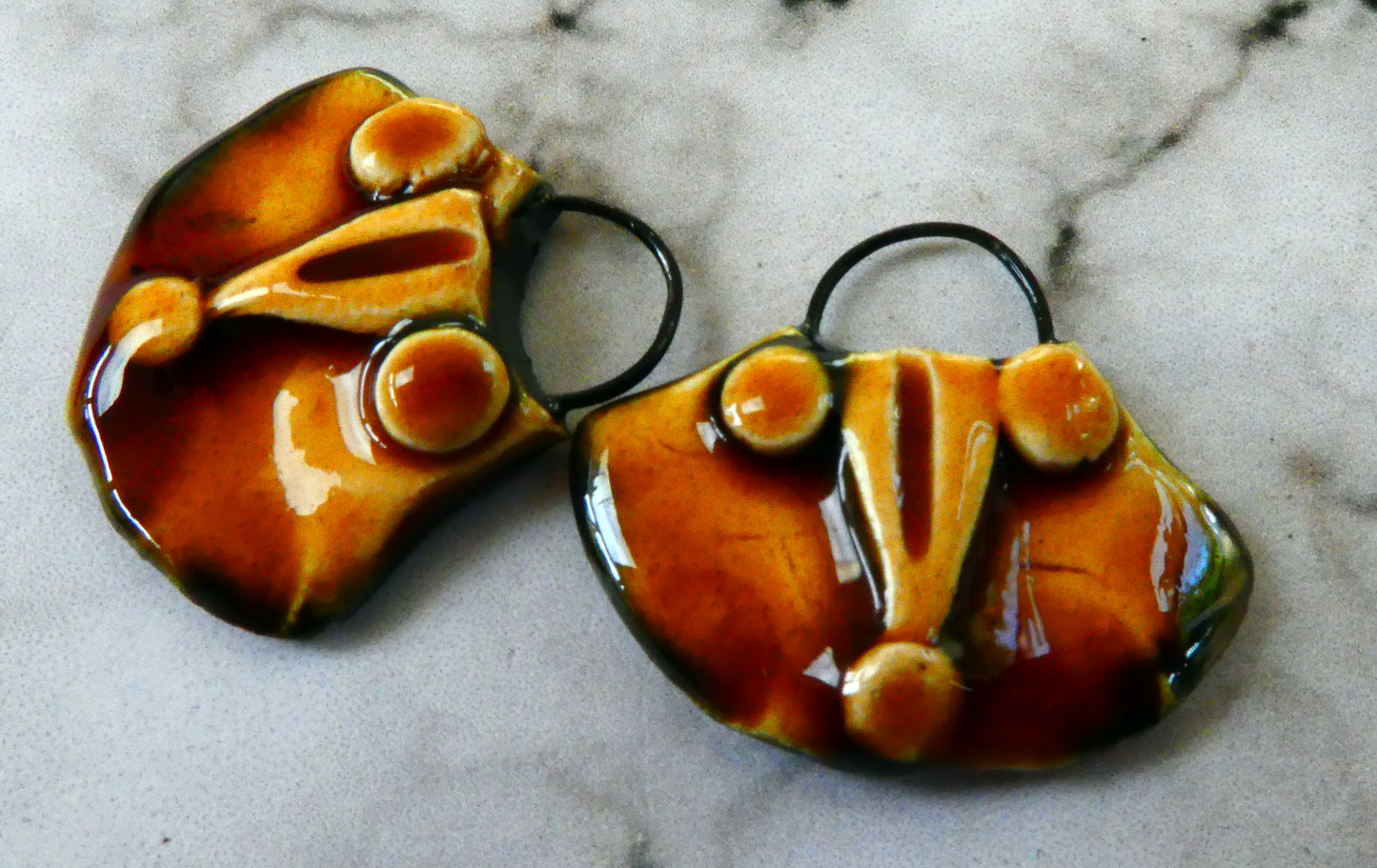 Ceramic Wedge Earring Charms - Cognac