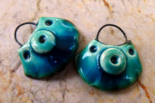 Ceramic Wedge Earring Charms - Oriental Blue