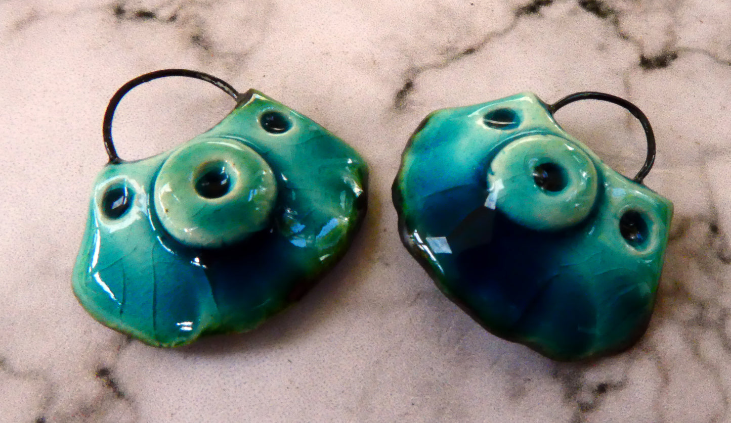 Ceramic Wedge Earring Charms - Oriental Blue