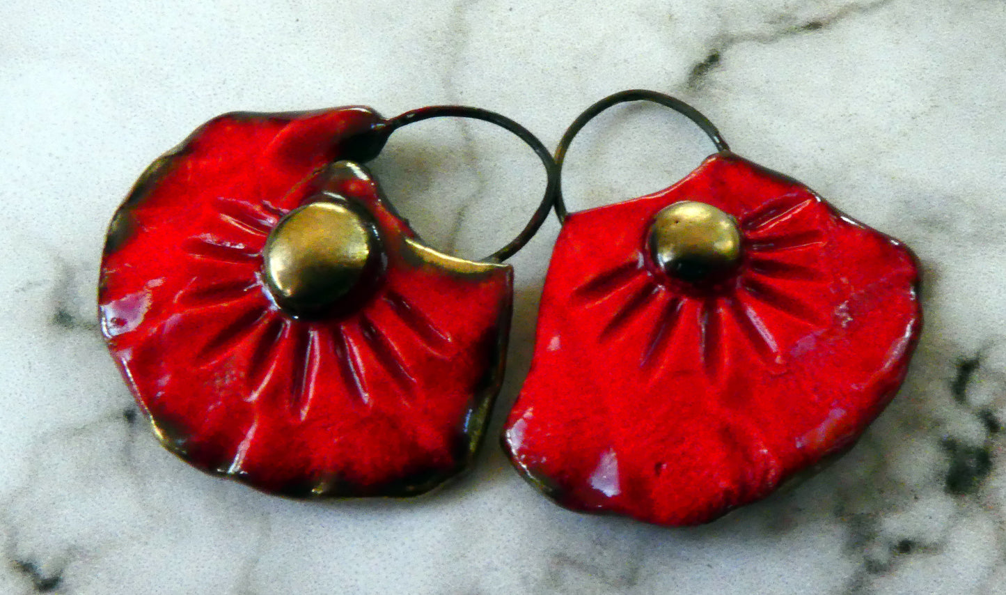 Ceramic Wedge Earring Charms - Red