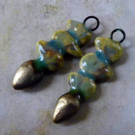 Ceramic Pointy Pebble Stack Earring Charms -Blue Agate