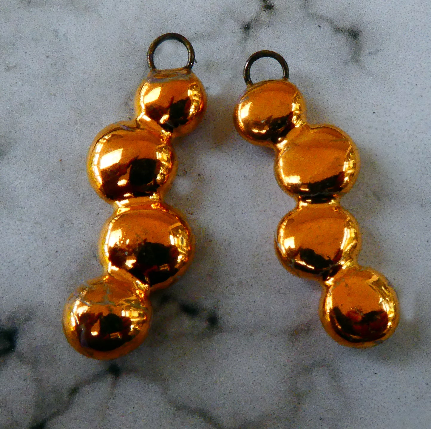 Ceramic Little Disc Stack Earring Charms -Rich Gold Lustre