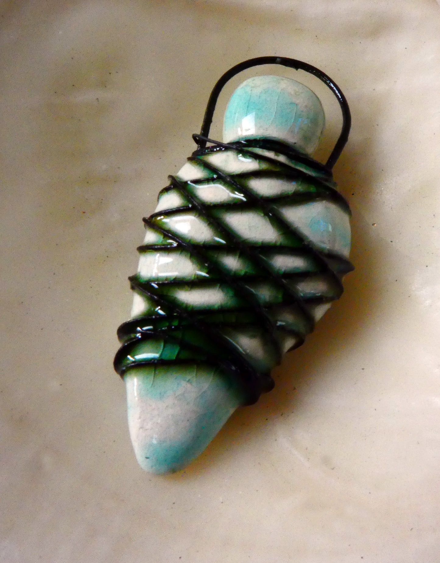 Wire Wrapped Goddess Pendant - Turquoise Crackle