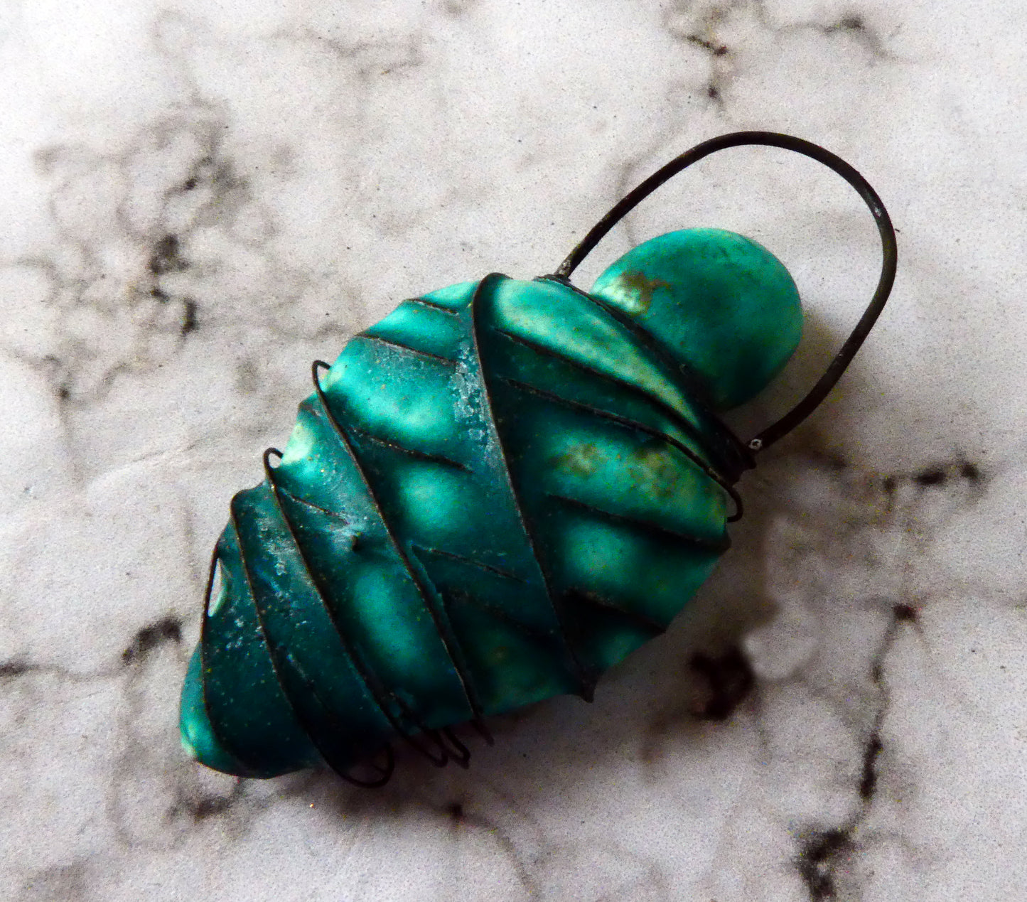 Wire Wrapped Goddess Pendant - Antique Turquoise