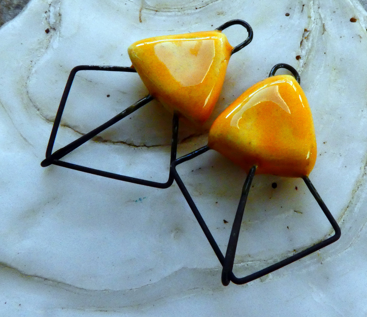 Ceramic Diamond Hoop Connectors -Yellow