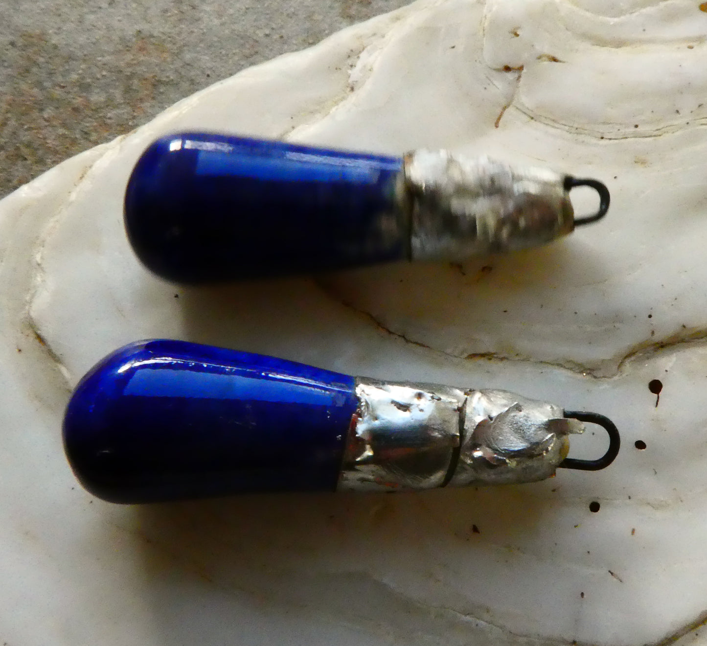 Ceramic Metallic Baton Charms -Mirror Blue