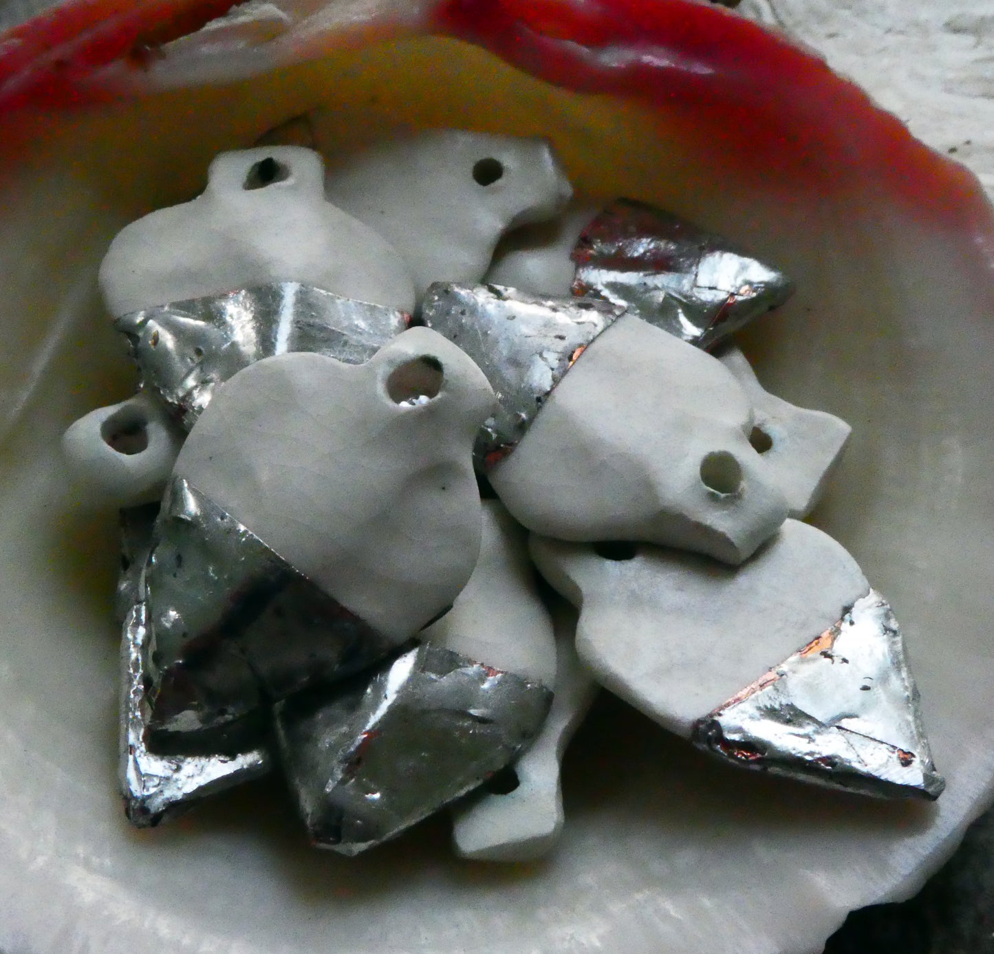 Porcelain Metallic Ice Shard Charms
