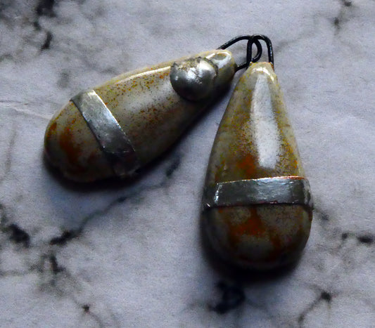 Ceramic Teardrop Charms -Stone - Asymmetric