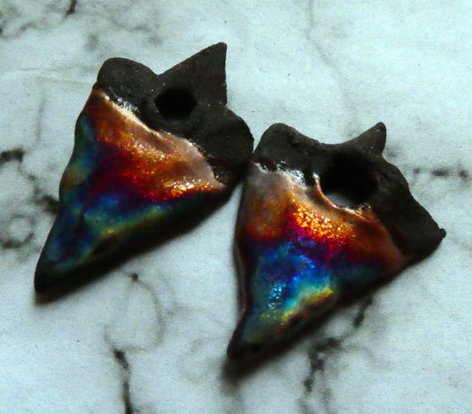 Ceramic Dark Spearhead Earring Charms - Scorched