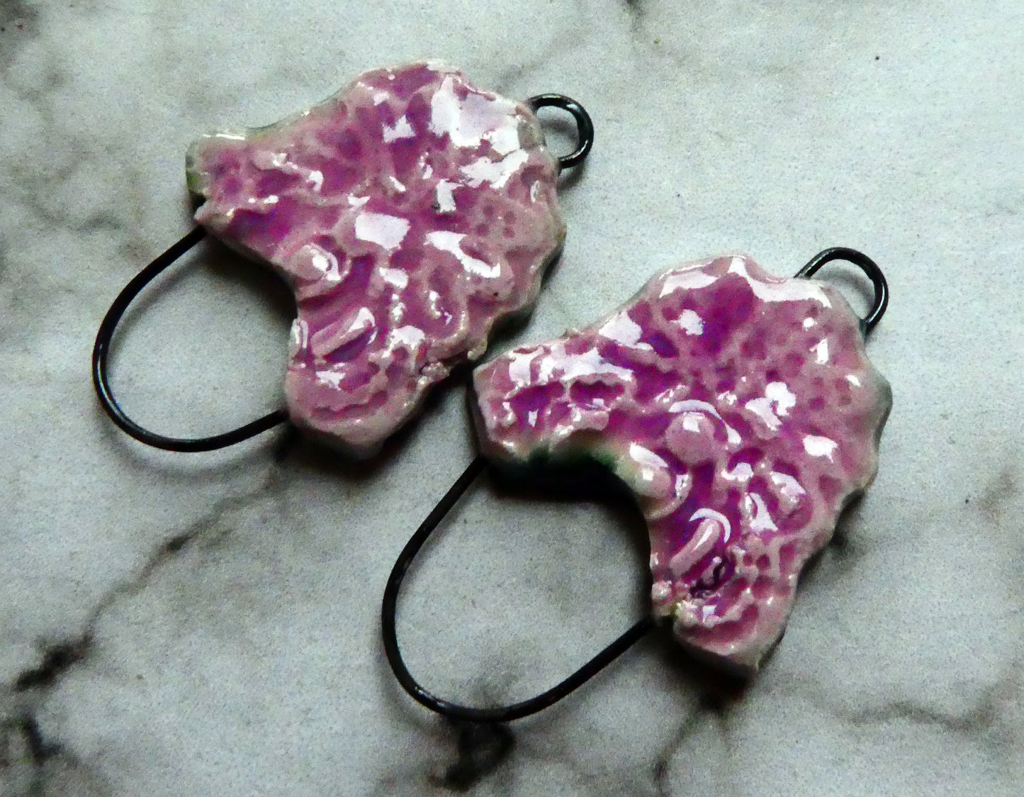 Ceramic Textured Earring Connectors -Grapel