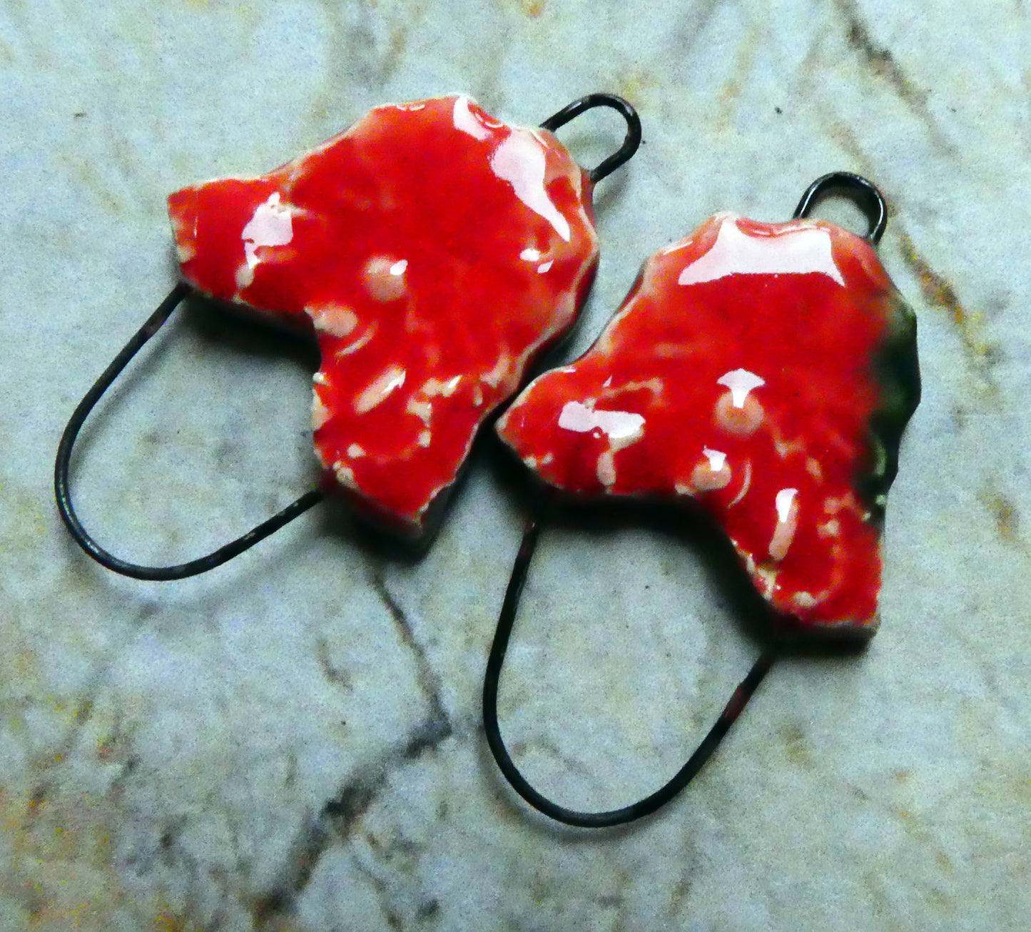 Ceramic Textured Earring Connectors -Watermelon