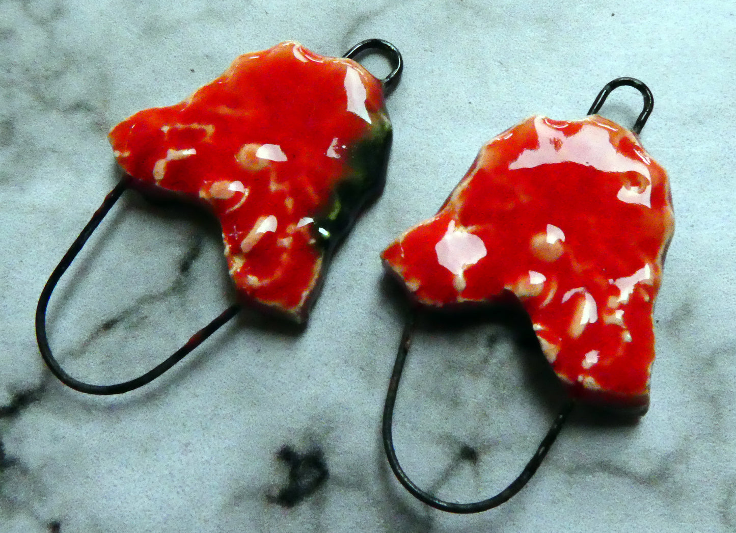 Ceramic Textured Earring Connectors -Watermelon