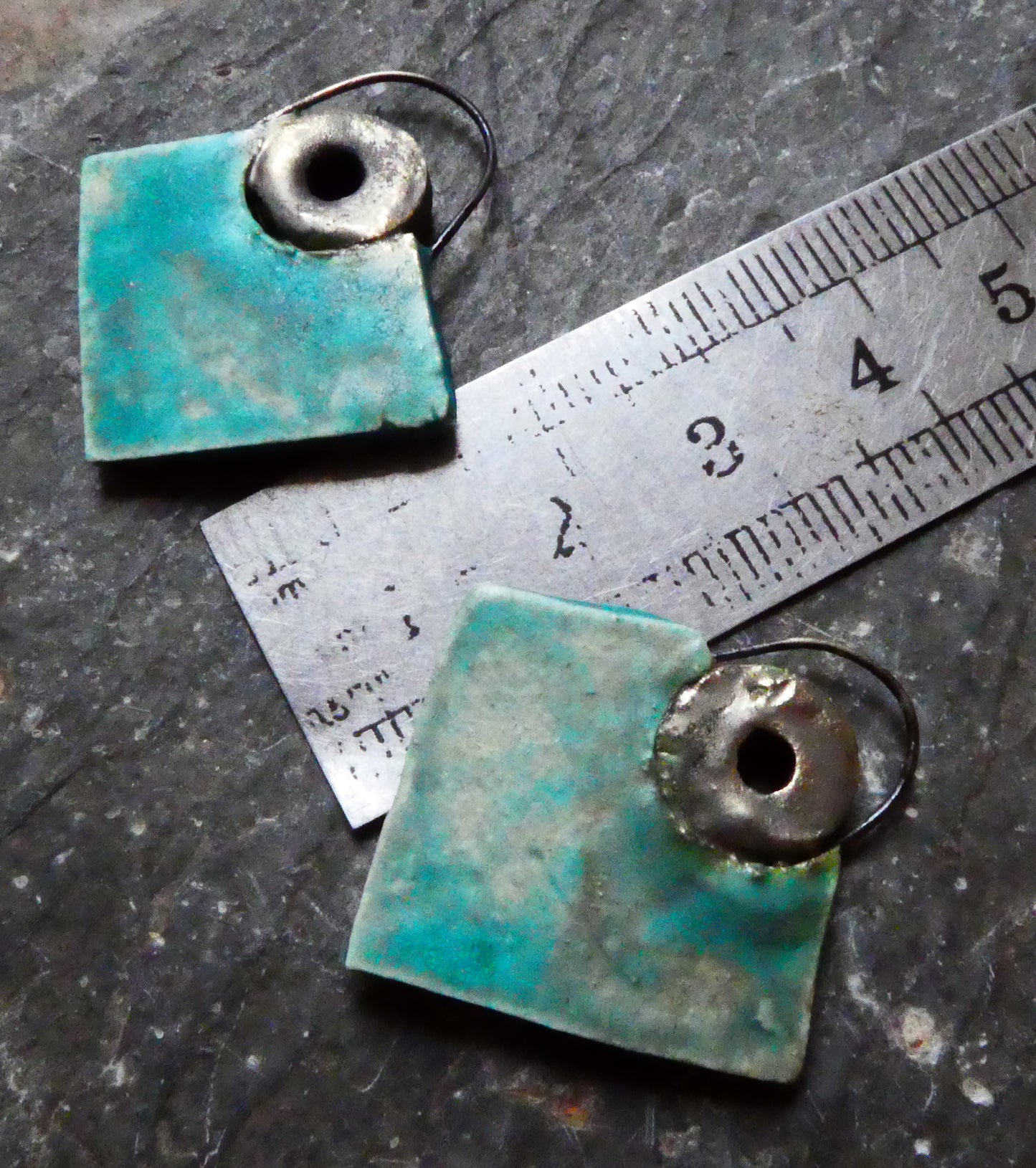 Ceramic Textured Fan Earring Charms -Antique Turquoise