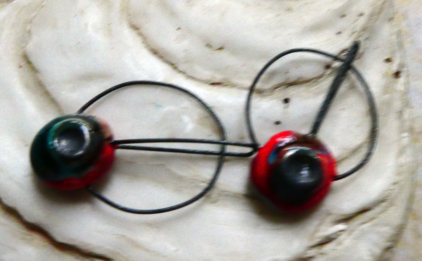 Ceramic Hoopy Disc Earring Charms -Ladybird