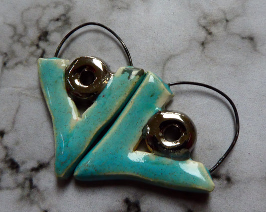 Ceramic Chevron and Disc Earring Charms - Larimar