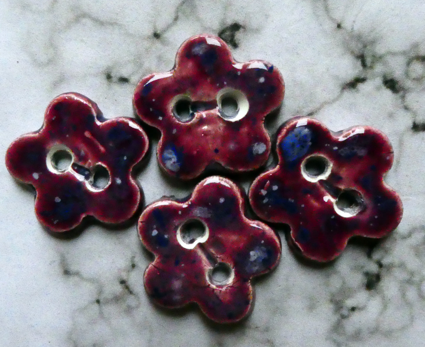 Ceramic Buttons - Flowers - Plum Jelly