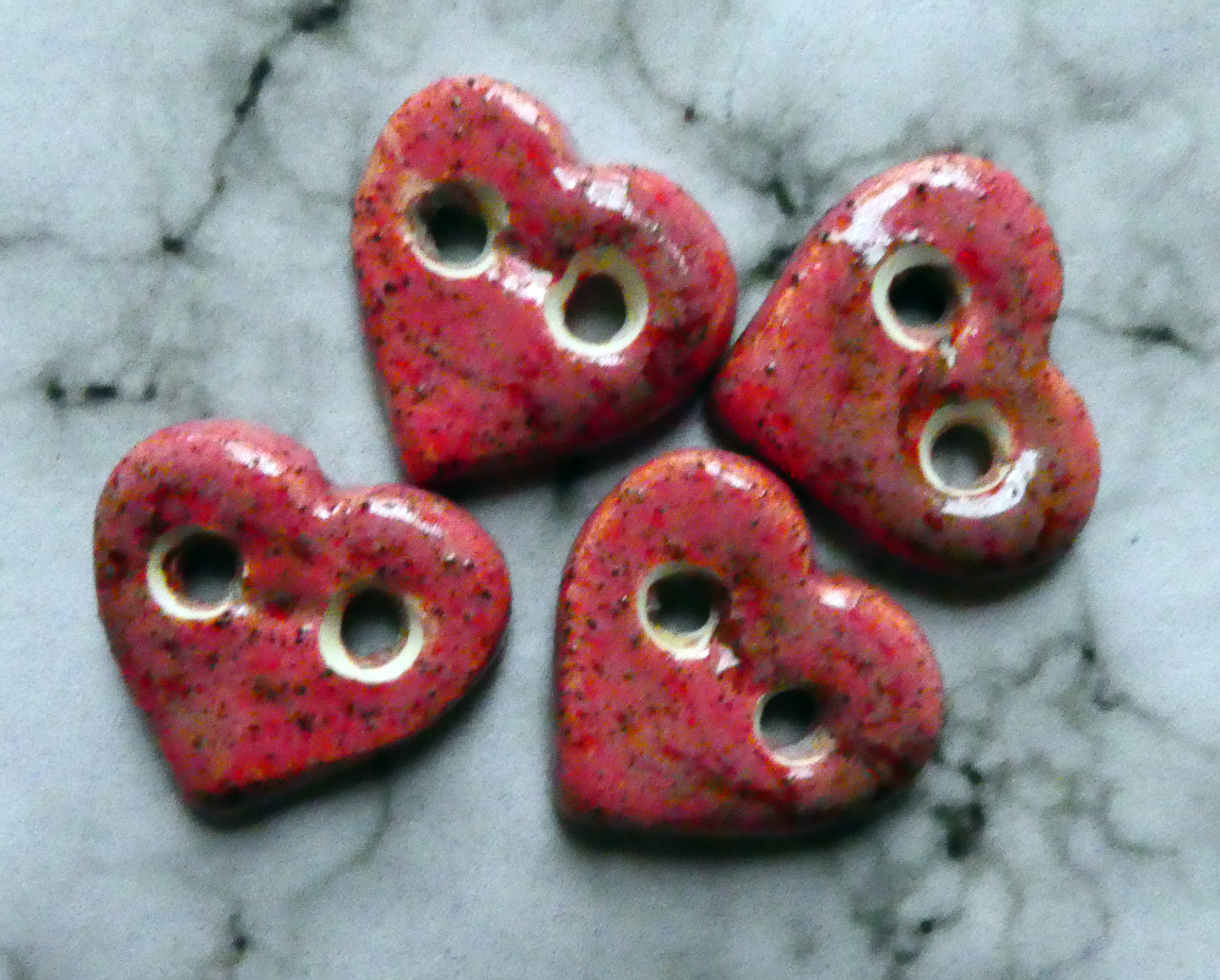 Ceramic Buttons - Small Hearts - Rose Quartz