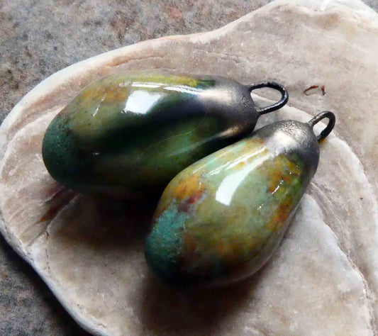 Ceramic Drops Earring Charms -Old Copper