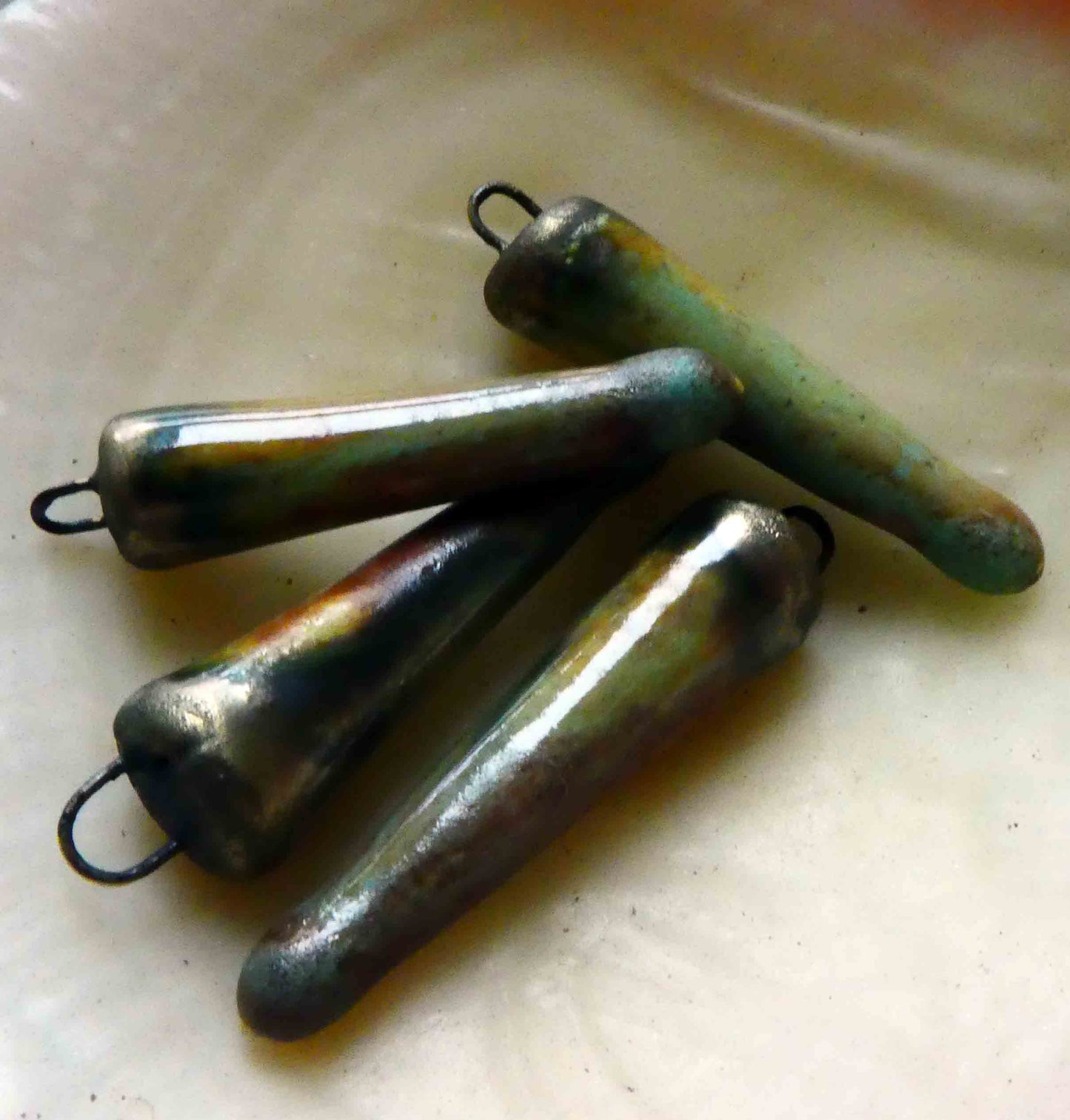 Ceramic Spikes Earring Charms -Old Copper