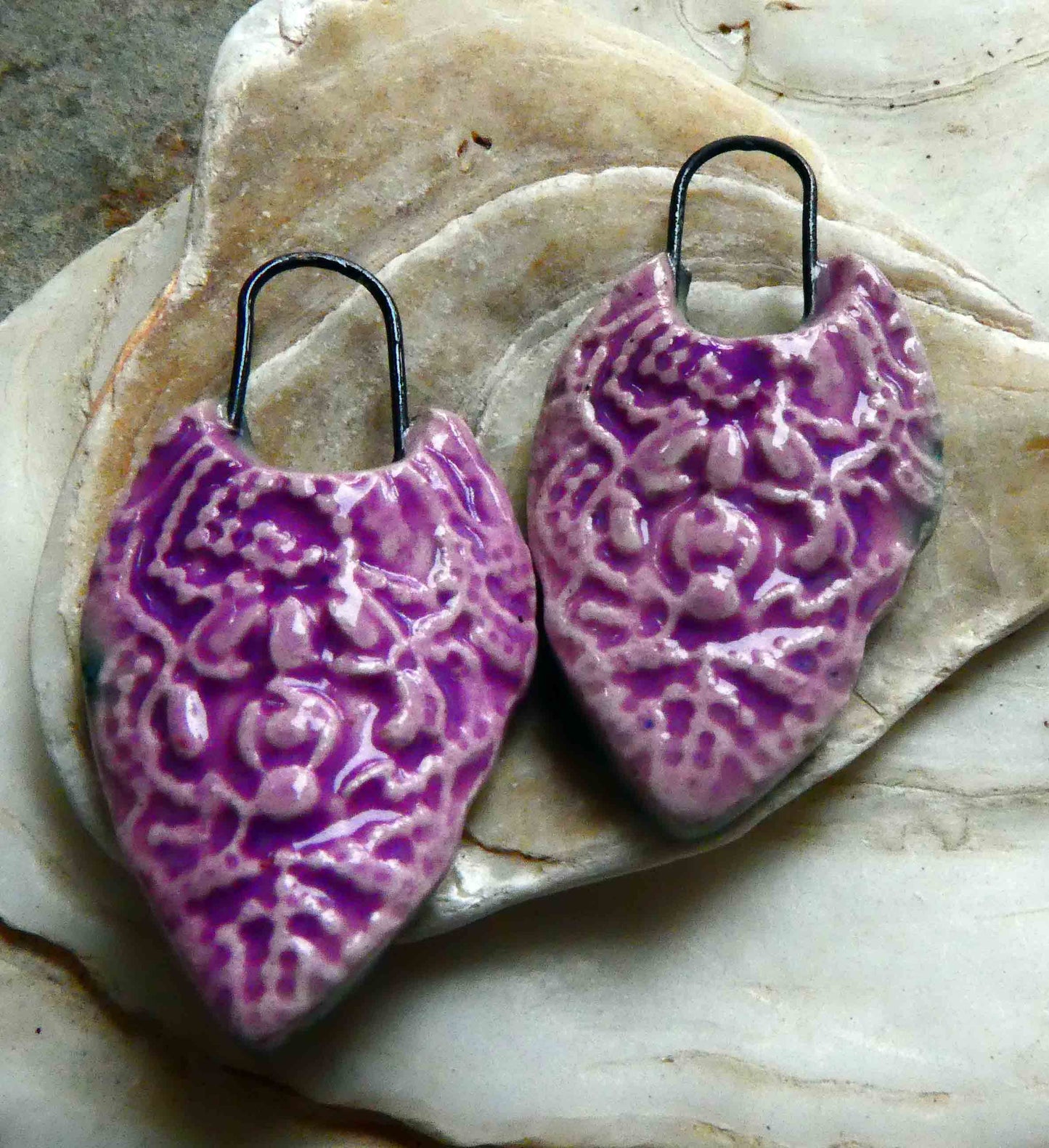 Ceramic Pointy Filligree Earring Charms - Grapel