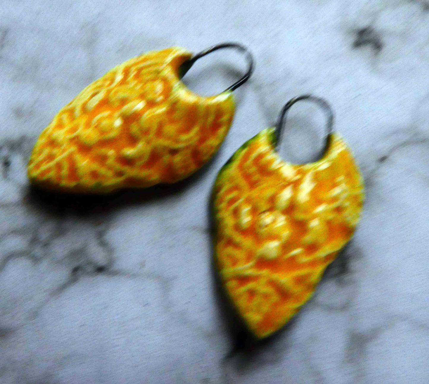 Ceramic Pointy Filligree Earring Charms - Yellow