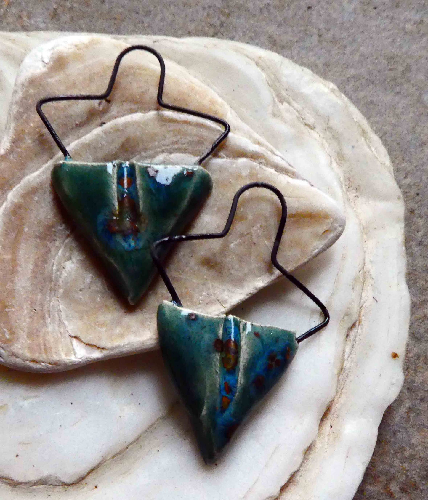 Ceramic Simple Figure Earring Charms -Mystic Jade