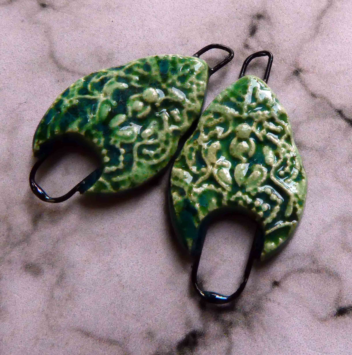 Ceramic Filligree Arch Earring Connectors -Rockpool