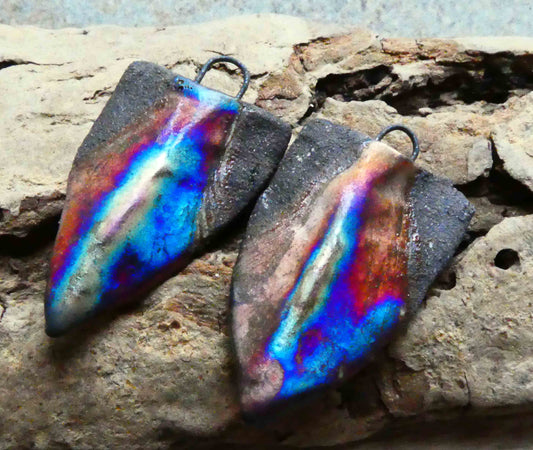 Ceramic Dark Spearhead Earring Charms - Scorched #2