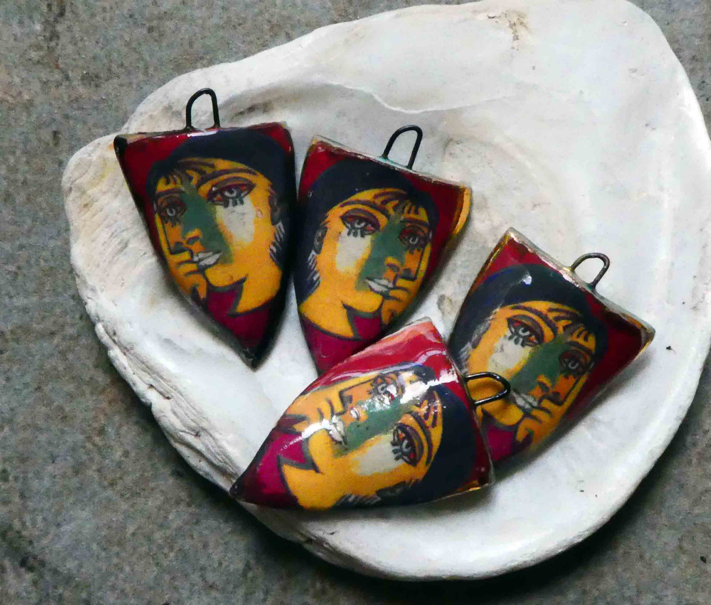 Ceramic Picasso Shield Earring Charms #4