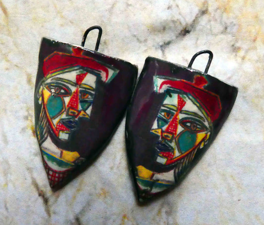 Ceramic Picasso Shield Earring Charms #5